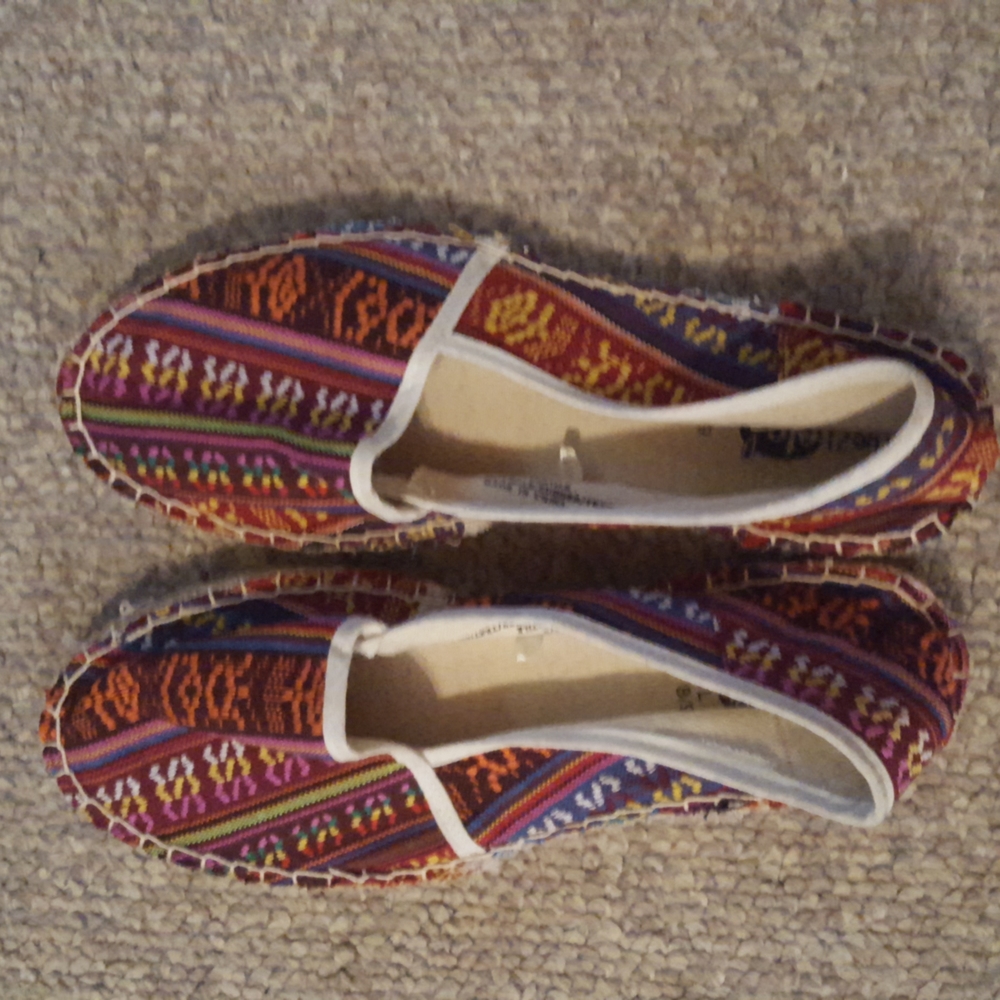 NWOT brightly coloured esparadille flats
